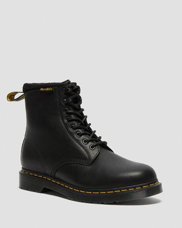 Women's Dr Martens 1460 Pascal Warmwair Leather Lace Up Boots Black | AU 191RVD